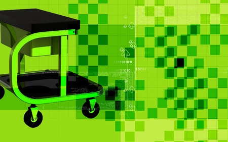 Digital illustration of Roller seat with drawer in colour background	の写真素材