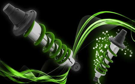 Digital illustration of Shock absorber in colour background	の写真素材