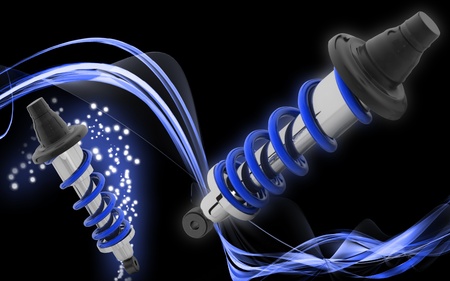 Digital illustration of Shock absorber in colour background	の写真素材