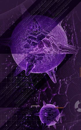 Digital illustration of  herpes virus in colour  background	の写真素材