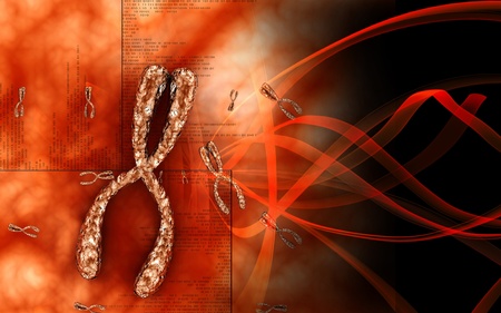 Digital illustration  of chromosome in   colour background  	の写真素材