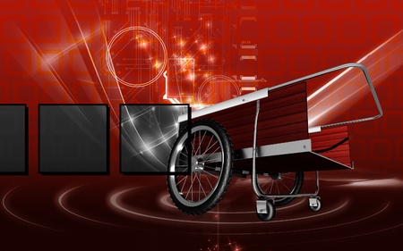 Digital illustration of garden cart in colour backgroundの写真素材