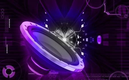 Digital illustration of car stereo in colour background	の写真素材