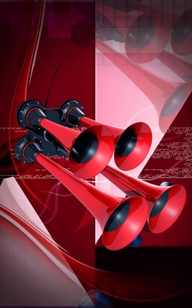 Digital illustration  of horn  in  colour background	の写真素材