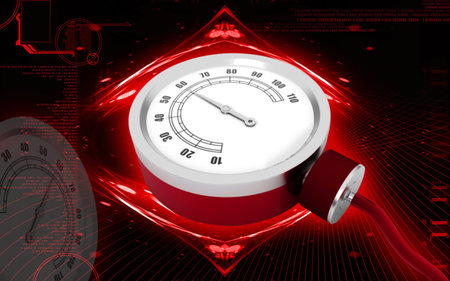 Digital illustration of sphygmomanometer in colour  background 	