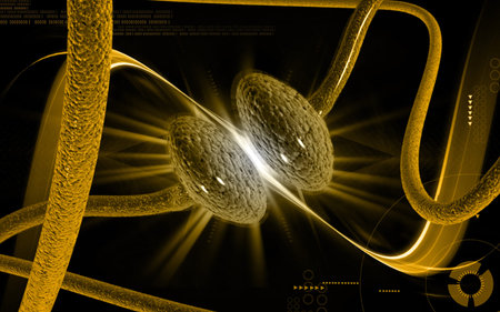 Digital illustration of synapse in colour background 	