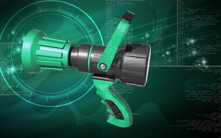Digital illustration of fire fighting nozzle in colour background	の写真素材