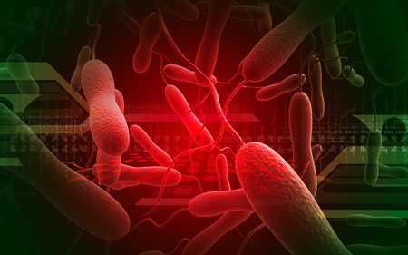 Digital  illustration   of cholera bacteria in   colour background  	の写真素材