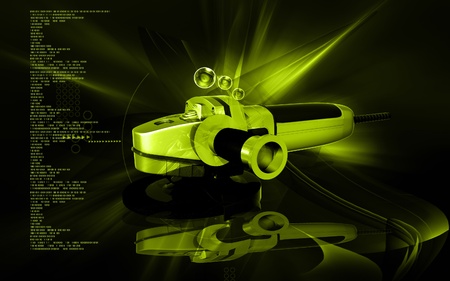 Digital illustration of angle grinder in colour background	の写真素材