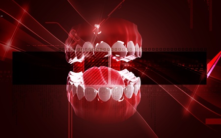 Digital illustration of  Mouth in colour background 	の写真素材