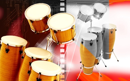 Digital illustration of Congas toca in colour backgroundの写真素材