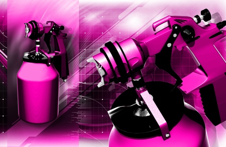 Digital illustration of nozzle spray gun in colour background	の写真素材