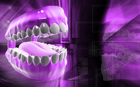 Digital illustration of  Mouth in colour background 	の写真素材