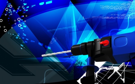 Digital illustration of hammer drill in colour background	の写真素材