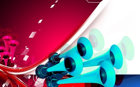 Digital illustration  of horn  in  colour background	の写真素材