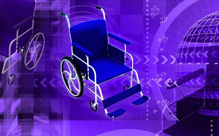 Digital Illustration of  wheel chair  in colour background	の写真素材