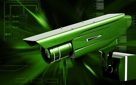 Digital illustration of security camera in colour background	の写真素材
