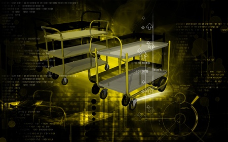 Digital illustration of a Service cart in colour background	の写真素材