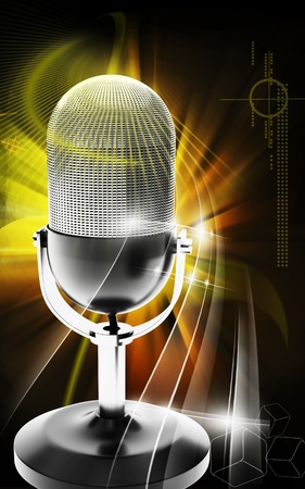 Digital illustration of microphone in colour background	の写真素材