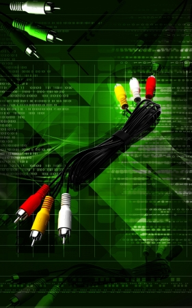 Digital illustration of Audio Video cable in colour  background	の写真素材
