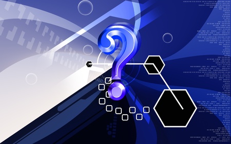Digital illustration of question mark sign in colour background	の写真素材