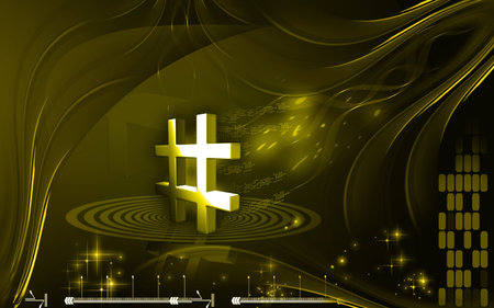 Digital illustration of hash key sign in colour background	