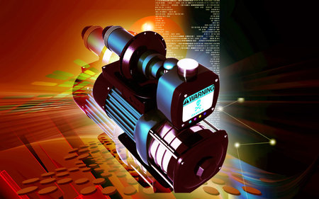 Digital illustration of pressure pump in colour background	の写真素材