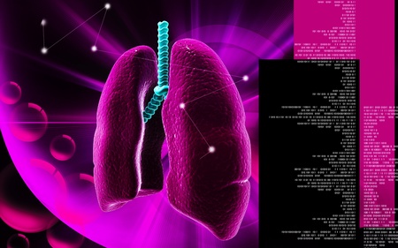 Digital illustration of human lungs in colour background	の写真素材