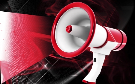 Digital illustration of Megaphones in colour background	の写真素材