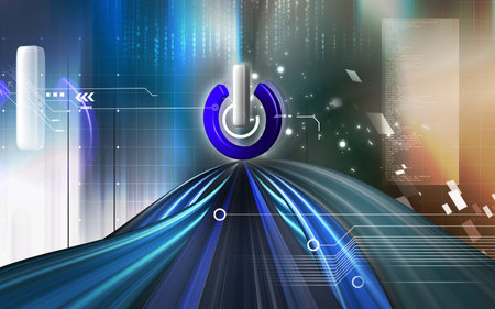 Digital illustration of power sign in isolated background	の写真素材