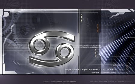 Digital illustration of Zodiac symbol in colour background	の写真素材