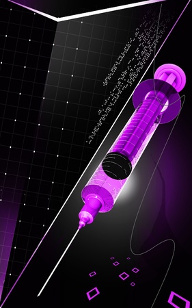 Digital illustration   of syringe in colour background	の写真素材