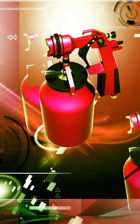 Digital illustration of nozzle spray gun in colour background	の写真素材