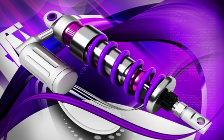 Digital illustration of Shock absorber in colour background	の写真素材