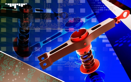 Digital illustration of Shock absorber in colour background	の写真素材