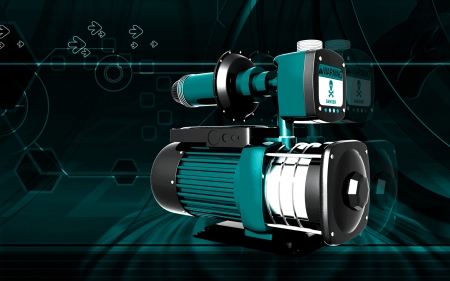 Digital illustration of pressure pump in colour background	の写真素材