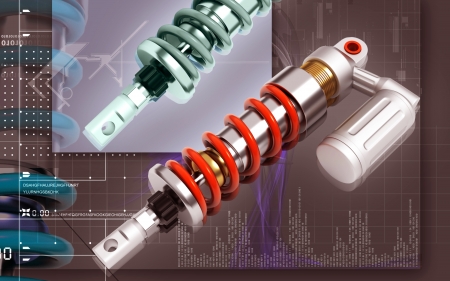 Digital illustration of Shock absorber in colour background	の写真素材