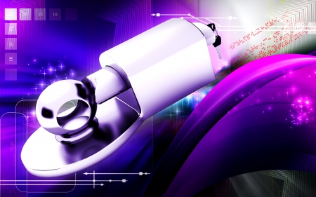Digital illustration of Trailer coupling lock in colour  background	の写真素材