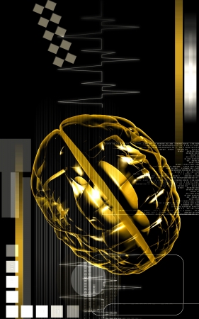 Digital illustration of  brain in colour  background 	の写真素材