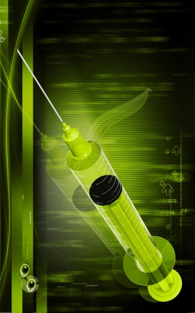 Digital illustration   of syringe in colour background	の写真素材