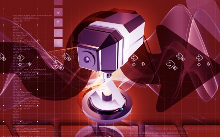 Digital illustration of Web camera in colour background	の写真素材