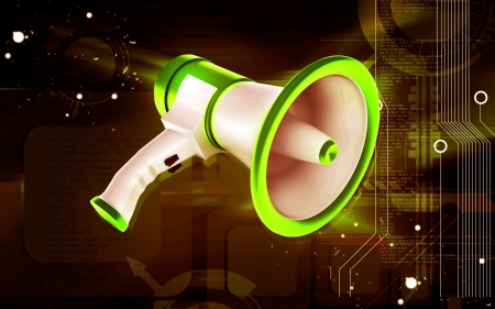 Digital illustration of Megaphones in colour background	の写真素材
