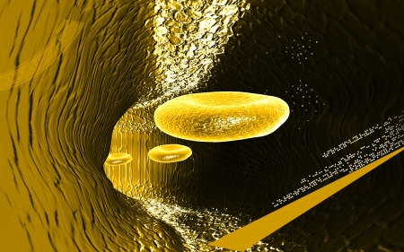Digital illustration of  blood cell  in colour  background 	の写真素材