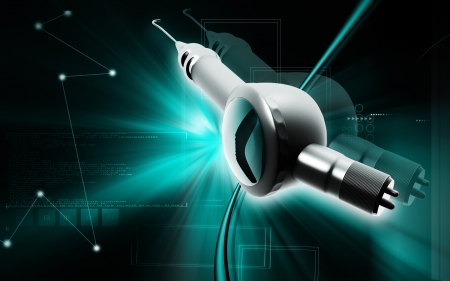 Digital illustration of Micro motor dental polisher   in colour background 	の写真素材