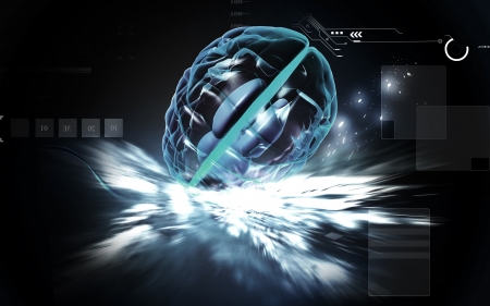 Digital illustration of  brain in colour  background 	の写真素材