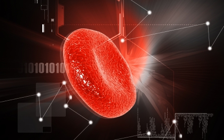 Digital illustration of  blood cell  in colour  background 	の写真素材