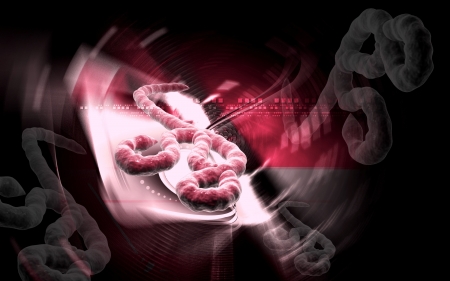 Digital illustration of Ebola virus in   colour background  	の写真素材