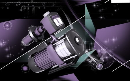 Digital illustration of pressure pump in colour background	の写真素材
