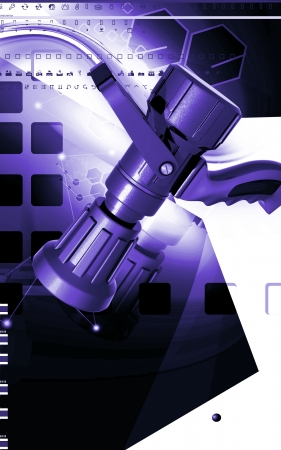 Digital illustration of fire fighting nozzle in colour background	の写真素材
