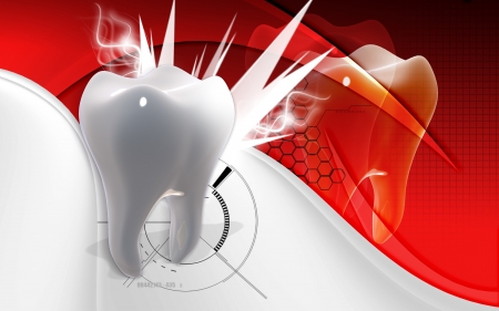 Digital illustration of teeth in colour  background  	 の写真素材